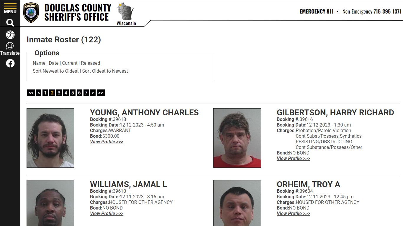 Inmate Roster (113) - Douglas County Sheriff WI