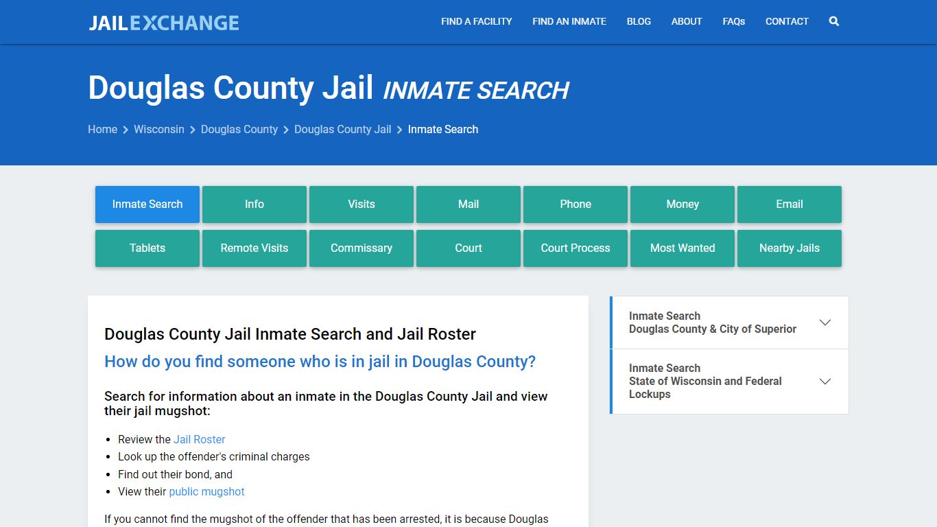 Inmate Search: Roster & Mugshots - Douglas County Jail, WI