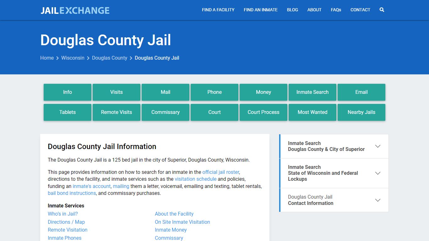 Douglas County Jail, WI Inmate Search, Information